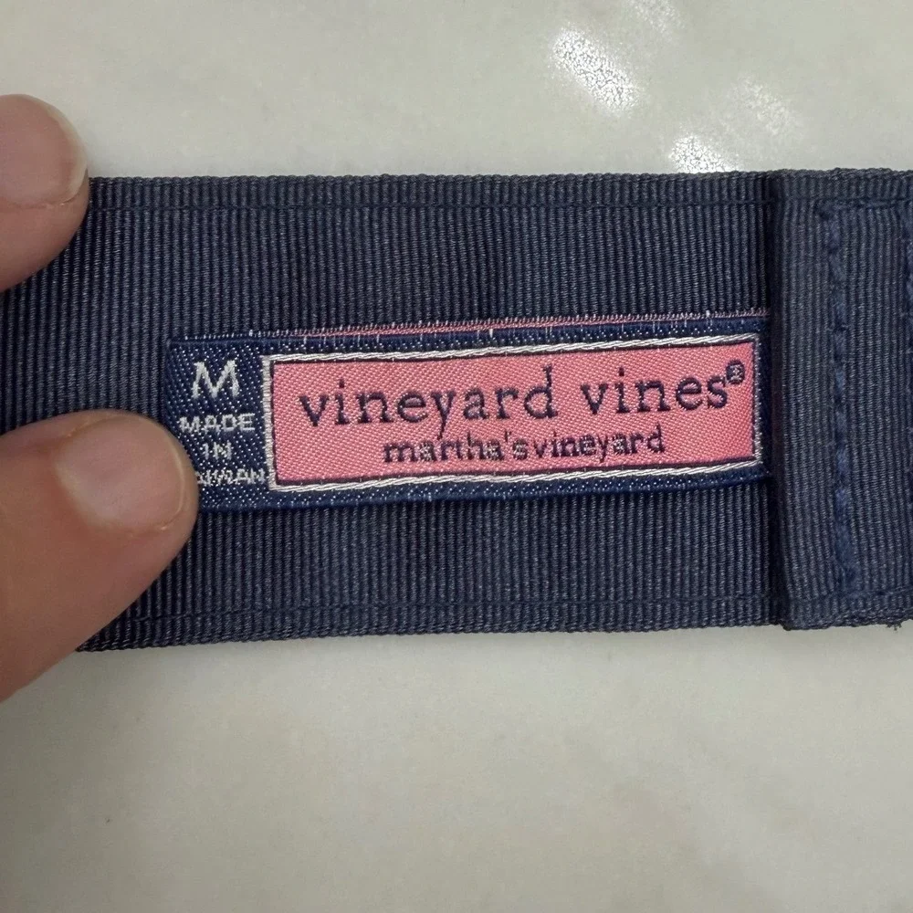 Vineyard Vines Airplane Embroidered D-Ring Belt Mens Size M Navy Preppy Aviation